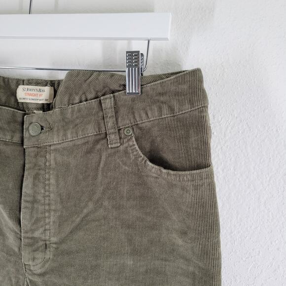 St Johns Bay Corduroy Pants Sz 16 Tall Green Straight Secretly Slender Boot Cut - Picture 2 of 10